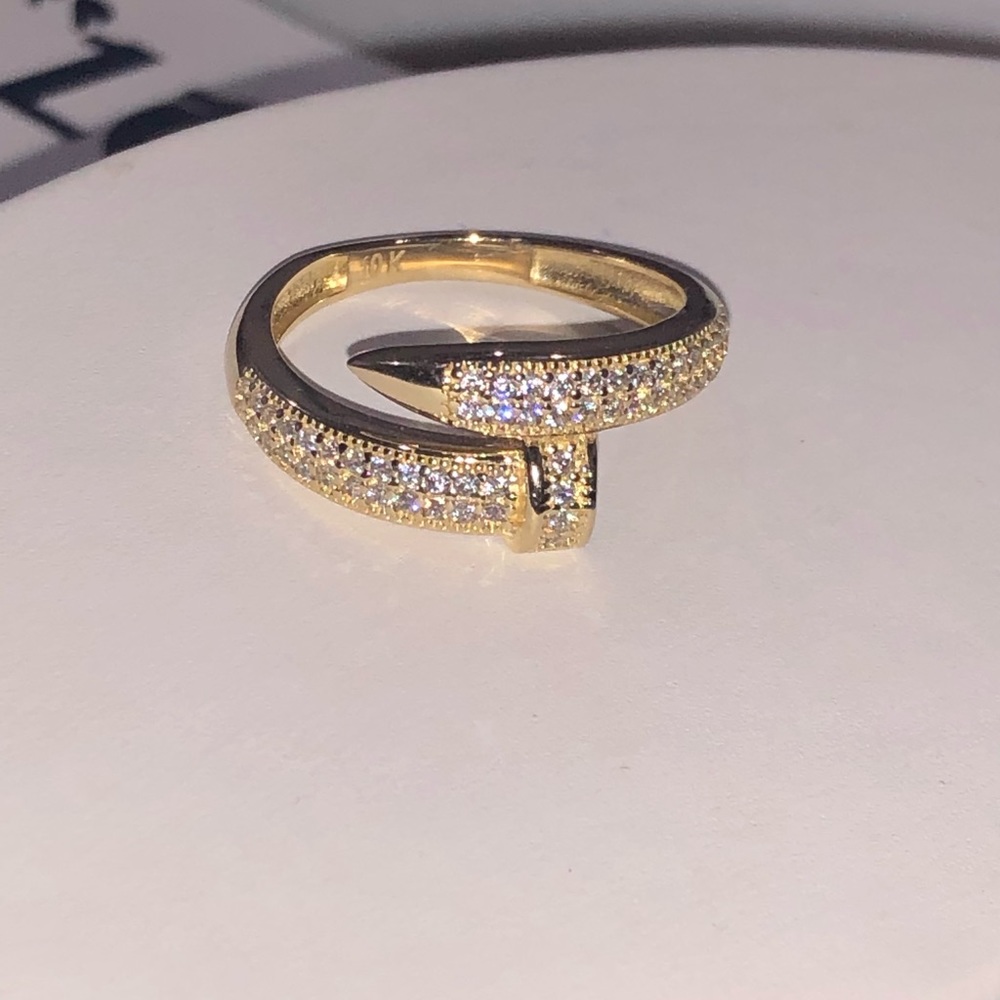 10k Solid real gold nail ring, Not plated, free appraisal, custom made gift ring
